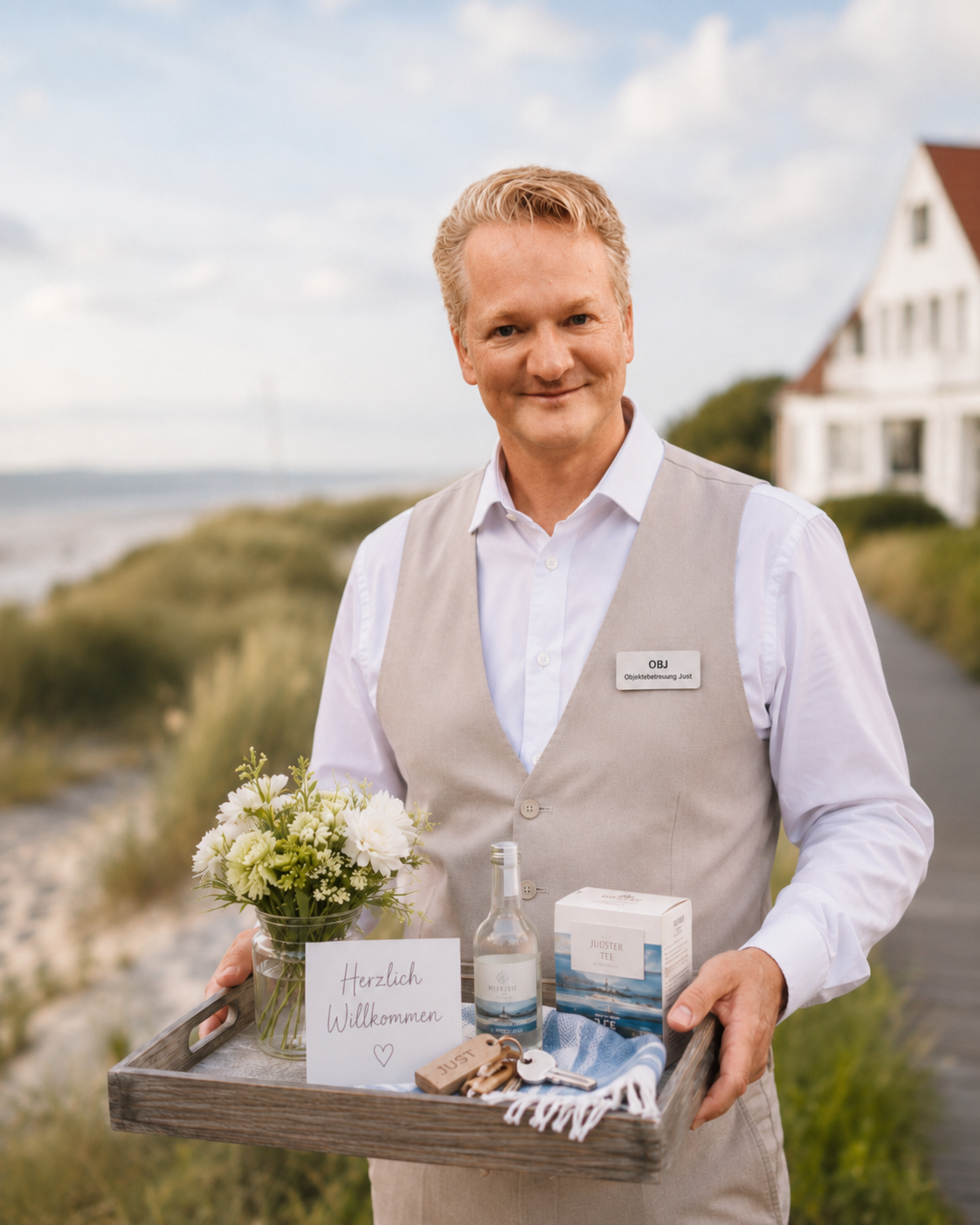 Herzlich-willkommen-Arrangement für Gäste auf Juist